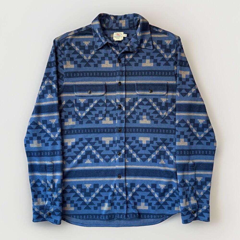 Faherty Legend Sweater Shirt Medium Multicolor Yellow Tail Western Button Up